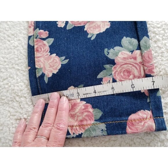 Gabby Isabella Womens Denim Floral Printed Pants Straight Leg Jeans Size 4 - Picture 8 of 9